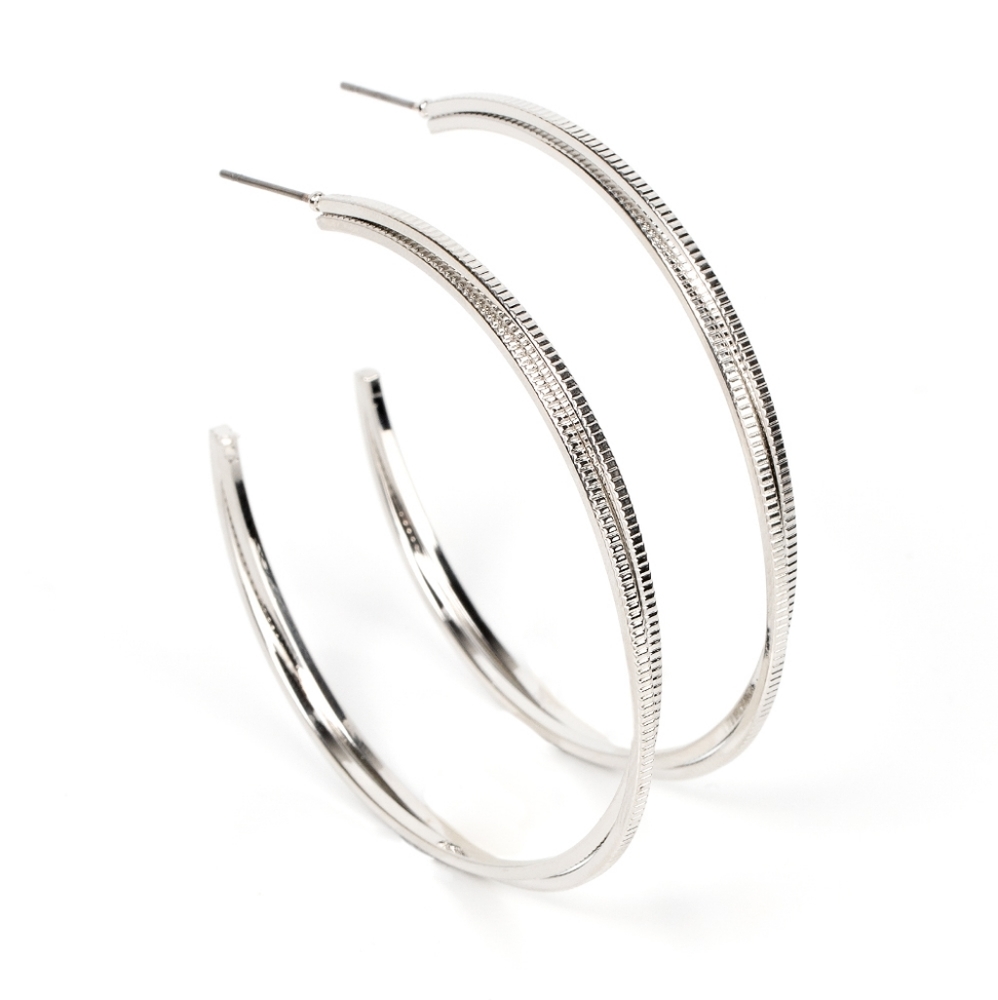Hoops Monochromatic Curves Silver Earrings